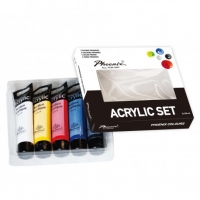 Set 5 tubos pintura acrílica de 100ml Phoenix. Colores primarios
