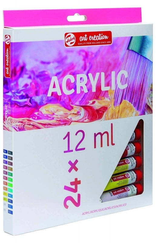 Pintura acrilica. Caja de 24 colores de 12ml. LIQUIDACION