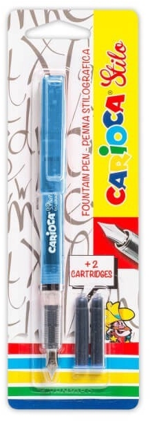 Pluma escolar Carioca Stylo Azul con 2 cartuchos de recambio