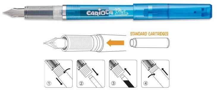 Imagen extra Pluma escolar Carioca Stylo Azul con 2 cartuchos de recambio