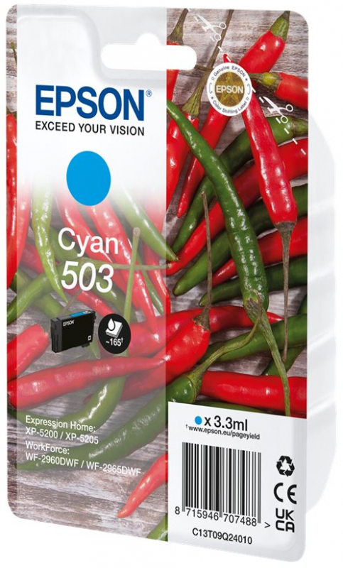 Imagen extra Epson 503 Cyan Cartucho de Tinta Original C13T09Q24010