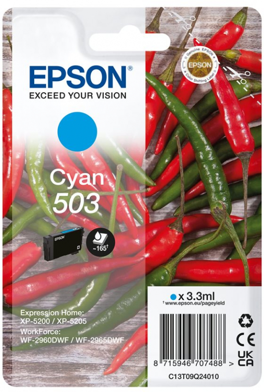 Epson 503 Cyan Cartucho de Tinta Original C13T09Q24010