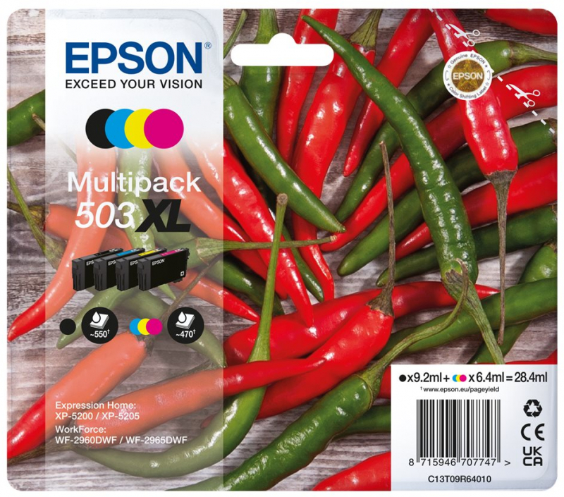 PACK 4 Cartuchos Epson 503XL C13T09R64010 ALTA CAPACIDAD Originales