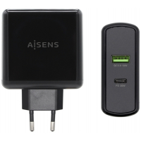 Cargador rapido Aisens de 48W USBC 30W y USB Tipo A de 18W.  Negro