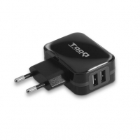 Tooq Cargador de Pared 2x USB 2.0 - Tecnologia AI - Color Negro