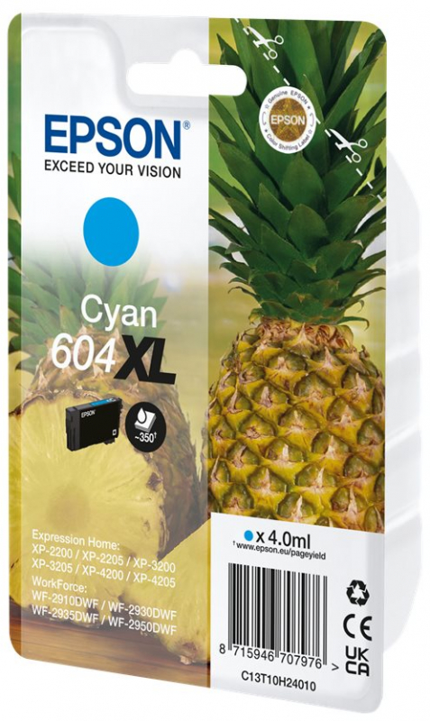 Imagen extra Epson 604XL Cian Cartucho de Tinta Original C13T10H24010