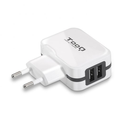 Tooq Cargador de Pared 2x USB 2.0 - Tecnologia AI - Color Blanco