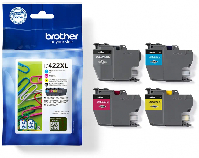 PACK 4 Cartuchos Brother LC422XLVAL Alta capacidad Originales