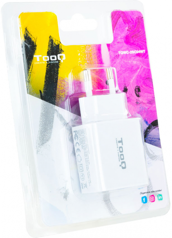 Imagen extra Tooq Cargador de Pared USB 3.0 18W, USB-C 20W - Carga Rapida - Color Blanco