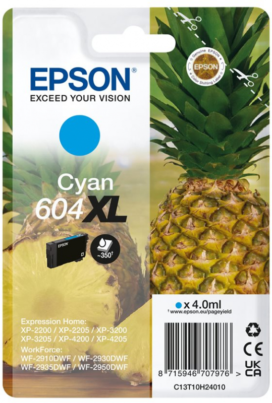 Epson 604XL Cian Cartucho de Tinta Original C13T10H24010