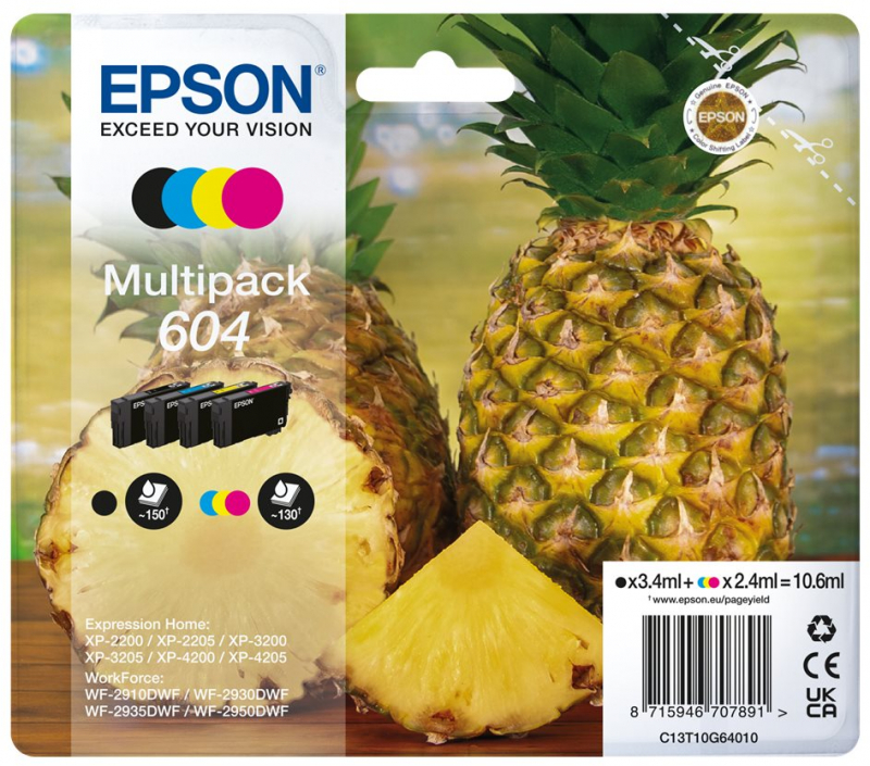 PACK 4 Cartuchos Epson 604 Originales C13T10G64010