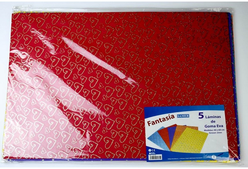 PACK 5 Planchas Goma Eva 40X60 DIBUJOS CON PURPURINA