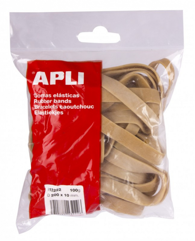 Bandas elasticas 200 x 10 mm. Caja de 100gr, Gomas Elasticas planas