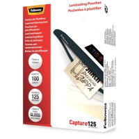 Fellowes Pack de 100 Fundas Plastificar Brillo Tarjetas 75 x 105mm 125 Micras Transparente