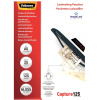 Fellowes Pack de 25 Fundas Plastificar Brillo A5 125 Micras Transparente