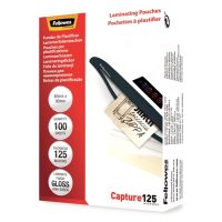 Fellowes Pack de 100 Fundas Plastificar Brillo Tarjetas 60 x 90mm 125 Micras Transparente