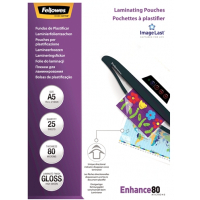 Fellowes Pack de 25 Fundas Plastificar Brillo A5 80 Micras Transparente
