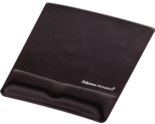 Fellowes Alfombrilla con Reposamuñecas de Espuma Canal Ergonomico (evita dolor de muñeca) Negro