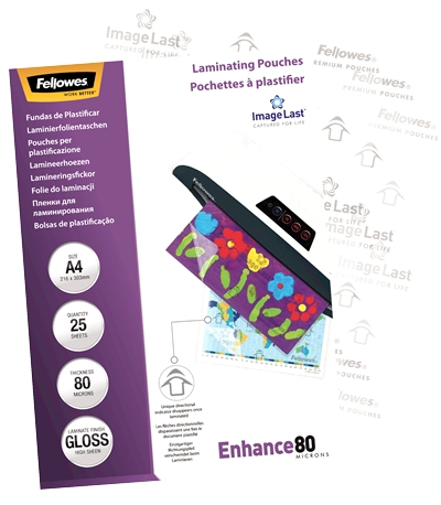 Imagen extra Fellowes Pack de 25 Fundas Plastificar Brillo A4 80 Micras Transparente