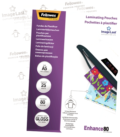 Imagen extra Fellowes Pack de 25 Fundas Plastificar Brillo A5 80 Micras Transparente