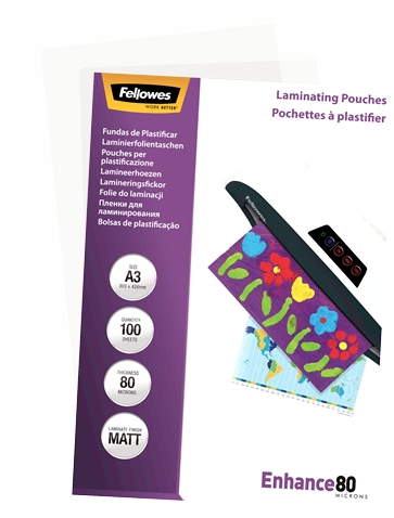 Imagen extra Fellowes Pack de 100 Fundas Plastificar Mate A3 80 Micras Transparente