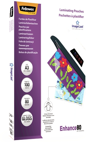 Imagen extra Fellowes Pack de 100 Fundas Plastificar Brillo A3 80 Micras Transparente