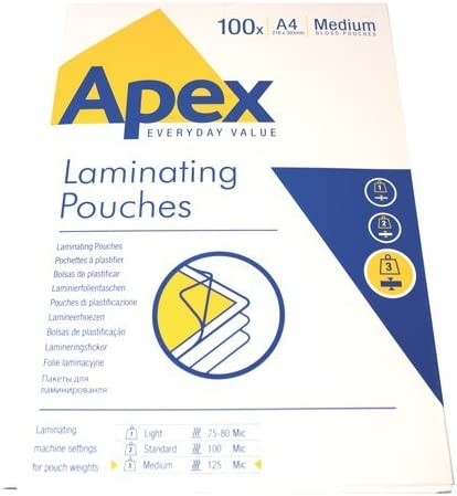 Fellowes Pack de 100 Fundas Plastificar Brillo A4 125 Micras Resistente al Agua Transparente