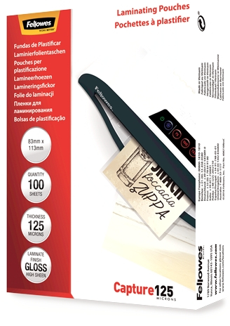 Fellowes Pack de 100 Fundas Plastificar Tarjetas 83 x 113cm 125 Micras Transparente