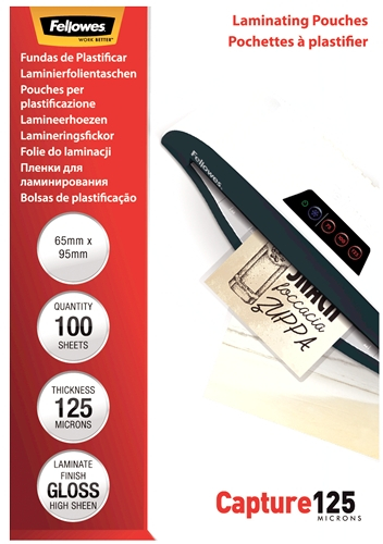 Imagen extra Fellowes Pack de 125 Fundas Plastificar Tarjetas Brillo 65 x 95 mm 125 Micras Transparente