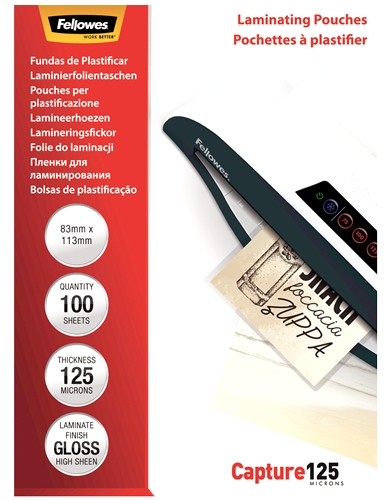 Imagen extra Fellowes Pack de 100 Fundas Plastificar Tarjetas 83 x 113cm 125 Micras Transparente