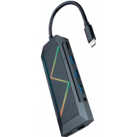 Dock 9 en 1 Nanocable Hub USB-C 3.0 con 3x USB-A 3.0, 1x USB-C PD, 1x HDMI, 1x RJ45, 1x Audio 3.5mm, 1x Lector tarjetas