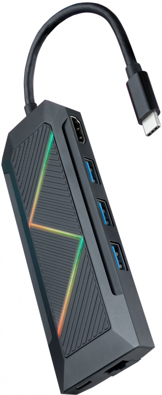 Dock 8 en 1 Nanocable Hub USB-C 3.0 con 3x USB-A 3.0, 1x USB-C PD, 1x HDMI, 1x RJ45, 1x Lector tarjetas