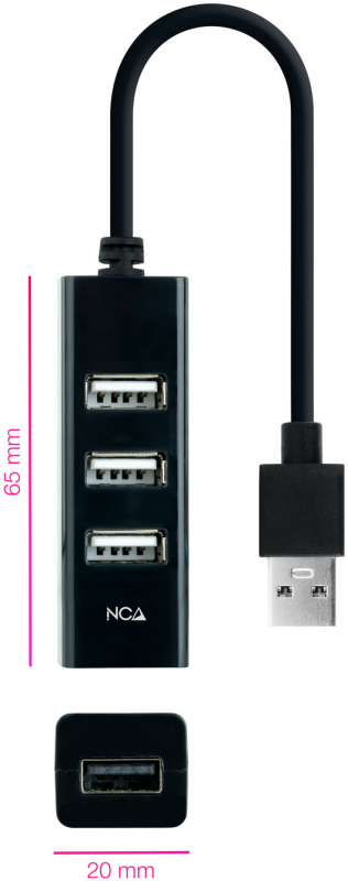 Imagen extra Hub USB Nanocable de 4 puertos USB 2.0, Cable de 15cm