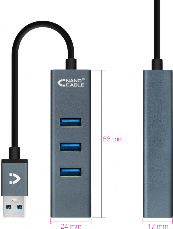 Imagen extra Hub USB 3.0 Nanocable 4 Puertos, Cable de 10cm