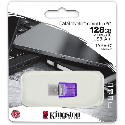 Imagen extra Kingston DataTraveler microDuo 3C de 128GB conector doble USB-A y USB-C 3.2 de 200MBs