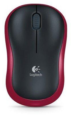 Logitech M185 Raton Inalambrico - Ambidiestro - Negro/Rojo