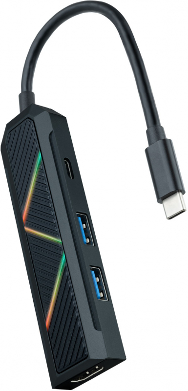 Dock 4 en 1 Nanocable Hub USB-C 3.0 con 2x USB-A 3.0, 1x USB-C PD, 1x HDMI - Carcasa de Aluminio - Cable de 0.15m