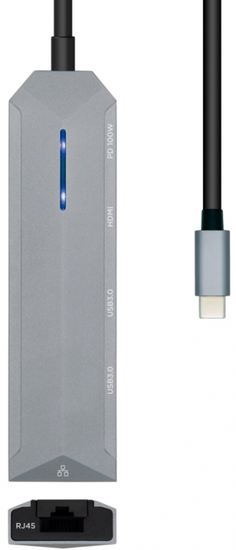 Imagen extra Dock 5 en 1 USB-C Aisens HDMI, Ethernet RJ45, 2xUSB, 1xPD, Hub USB 