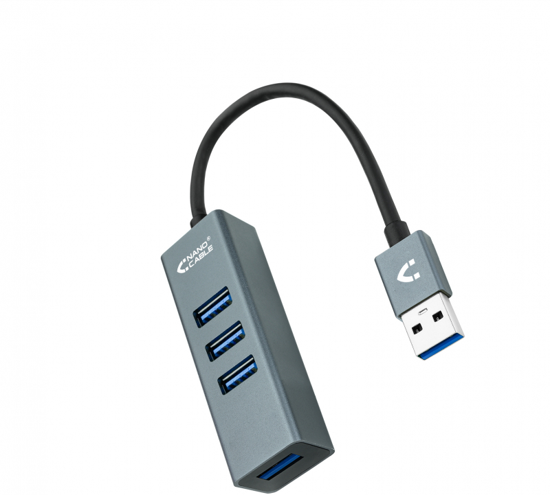 Hub USB 3.0 Nanocable 4 Puertos, Cable de 10cm