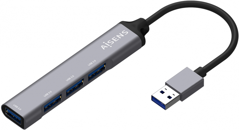 Hub USB 3.0 Aisens de 4 Puertos, cable 10cm