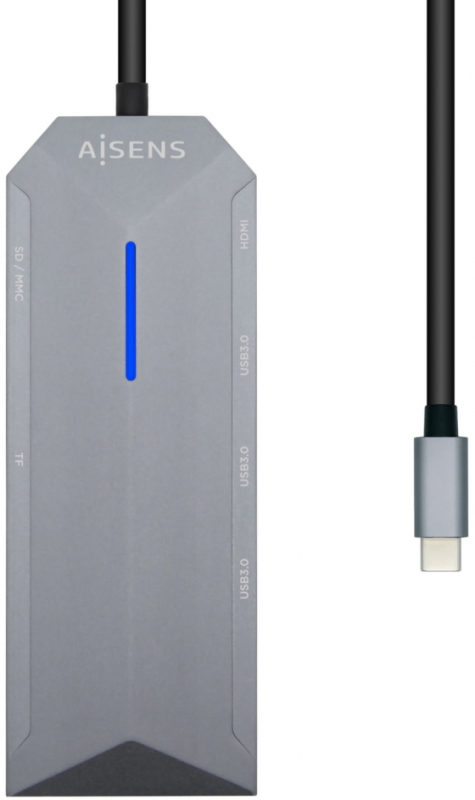 Imagen extra Dock 8 en 1 USB-C Aisens HDMI, Ethernet RJ45, 3xUSB, 1xPD, Lector tarjetas, Hub USB 3.0