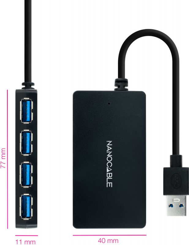 Imagen extra Hub USB 3.0 Nanocable con 4 puertos y cable 15cm