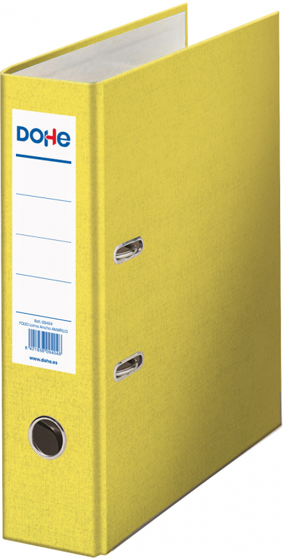Archivador FOLIO, lomo Ancho, con ollao, rado, tarjetero y compresor. Amarillo
