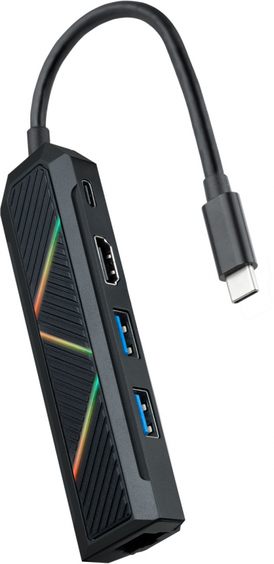 Dock 5 en 1 Nanocable Hub USB-C 3.0 con 2x USB-A 3.0, 1x USB-C PD, 1x HDMI, 1x RJ45 - Carcasa de Aluminio - Cable de 0.15m