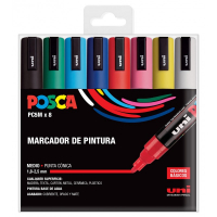 Estuche 8 Colores POSCA PC-5M punta Media 2.5mm Multisuperficie (cristal, madera, tela, plastico)