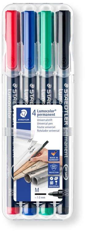 Estuche de 4 rotuladores Staedtler LUMOCOLOR Medio M-317 WP4