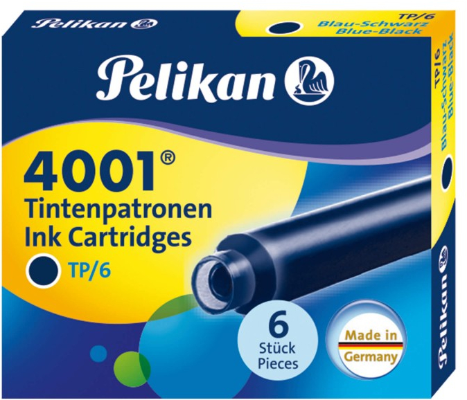 PELIKAN 4001 AZUL REAL -CAJA 6 CARTUCHOS TINTA PARA PLUMAS 