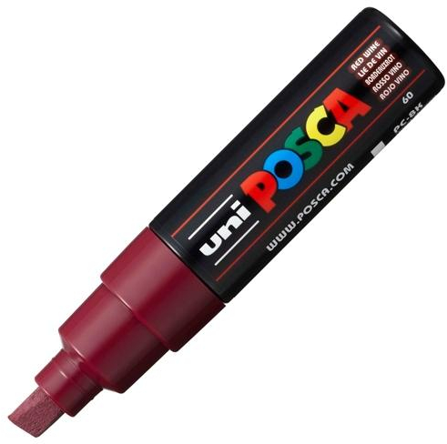 POSCA PC-8K Rojo vino, punta Ancha 8mm Multisuperficie (cristal, madera, tela, plastico)