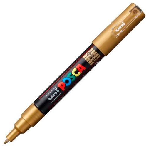 POSCA PC-1M Oro, punta ExtraFina 1mm Multisuperficie (cristal, madera, tela, plastico)