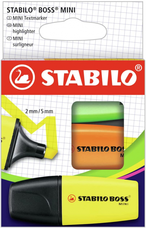 PACK 3 Stabilo Boss MINI marcadores fluorescentes